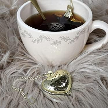 Chic Antique Heart Tea Strainer with Hooks Brass