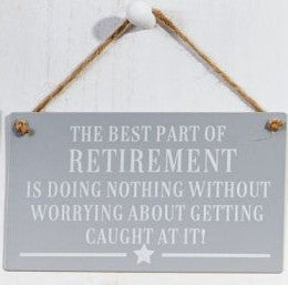 Retired Metal Hanging Plaque