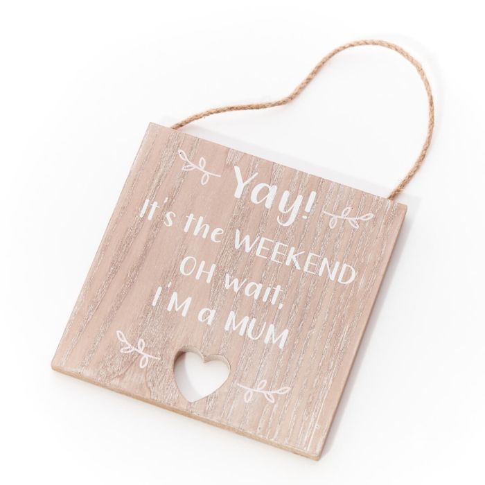 Mum Plaque Natural Wood with Cutout Heart