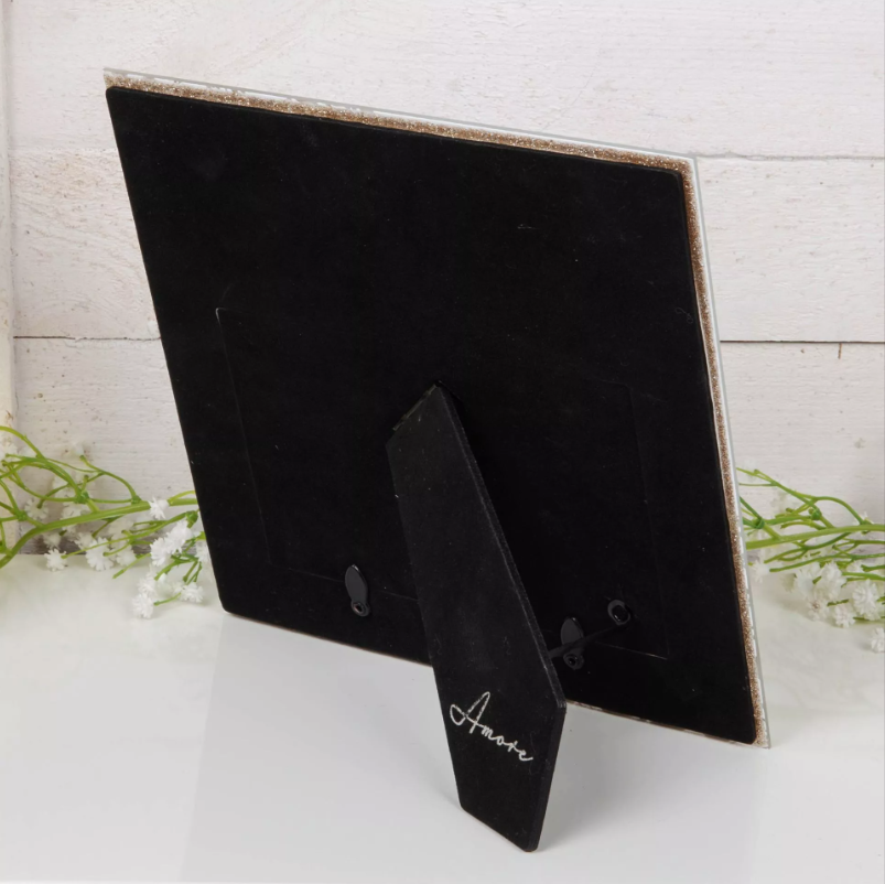 Happy Anniversary White Glass Gold Floral Frame 6'' x 4''