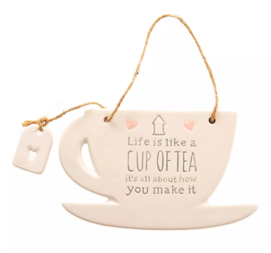 Love Life Teacup Hanging Plaque - Tea