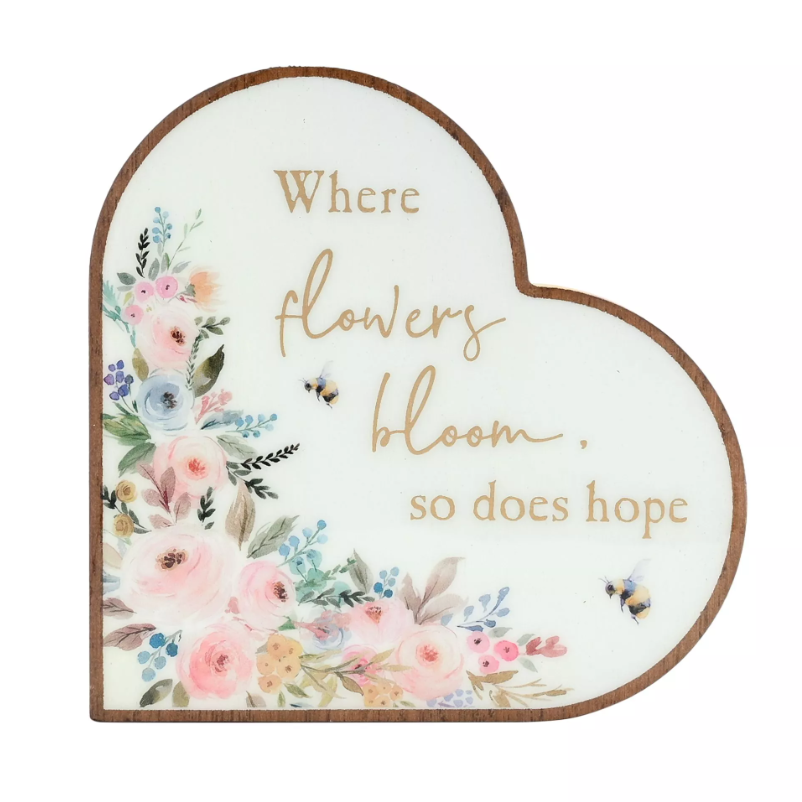 The Cottage Garden Heart Mantel Heart Plaque - Hope