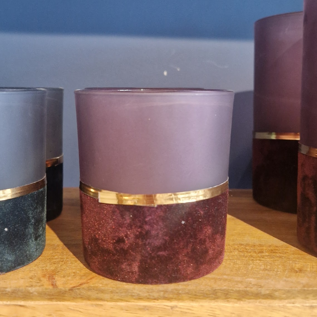 Maroon Velvet Candleholder small