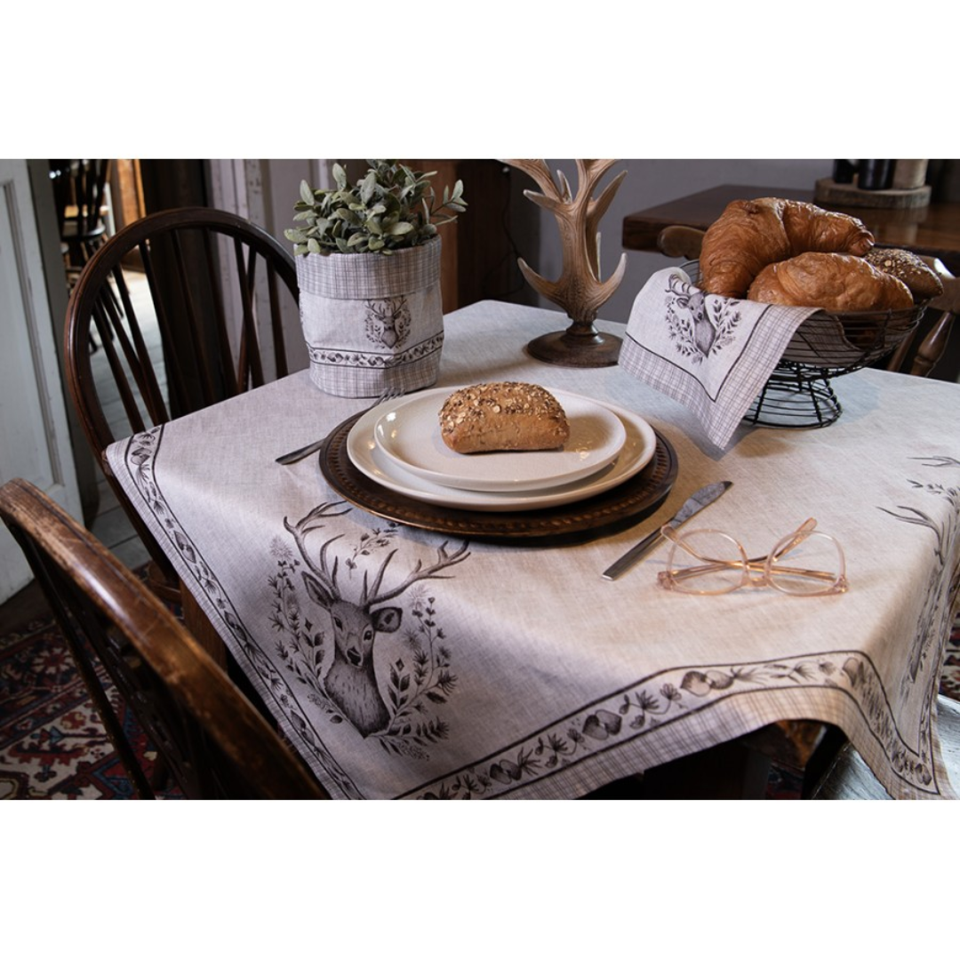 Napkins Cotton Set of 6 40x40 cm Beige Cotton Deer