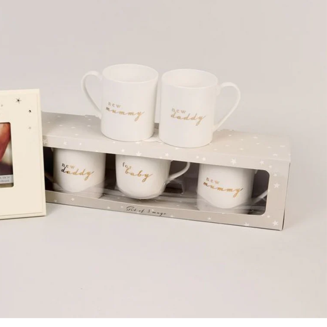 Set of 3 Mugs – New Mummy, For Baby & New Daddy