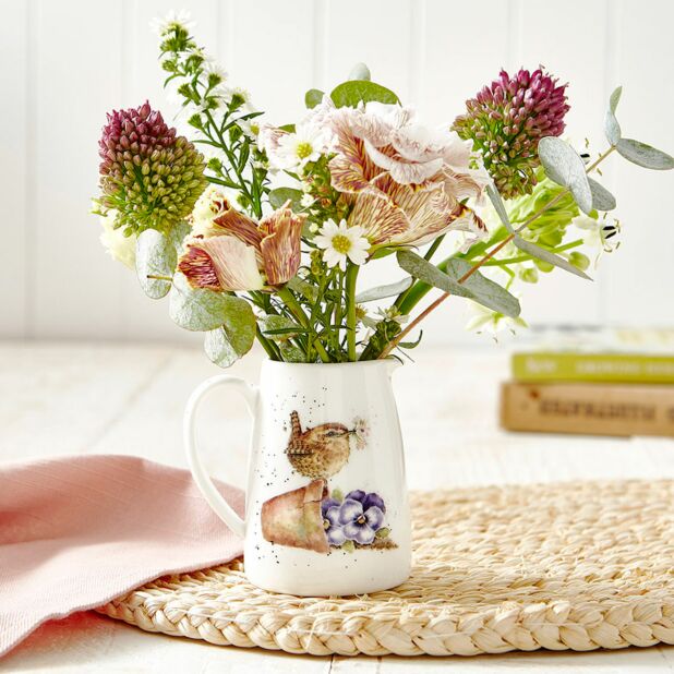 Wrendale 'Pottering About' Wren Posy Jug