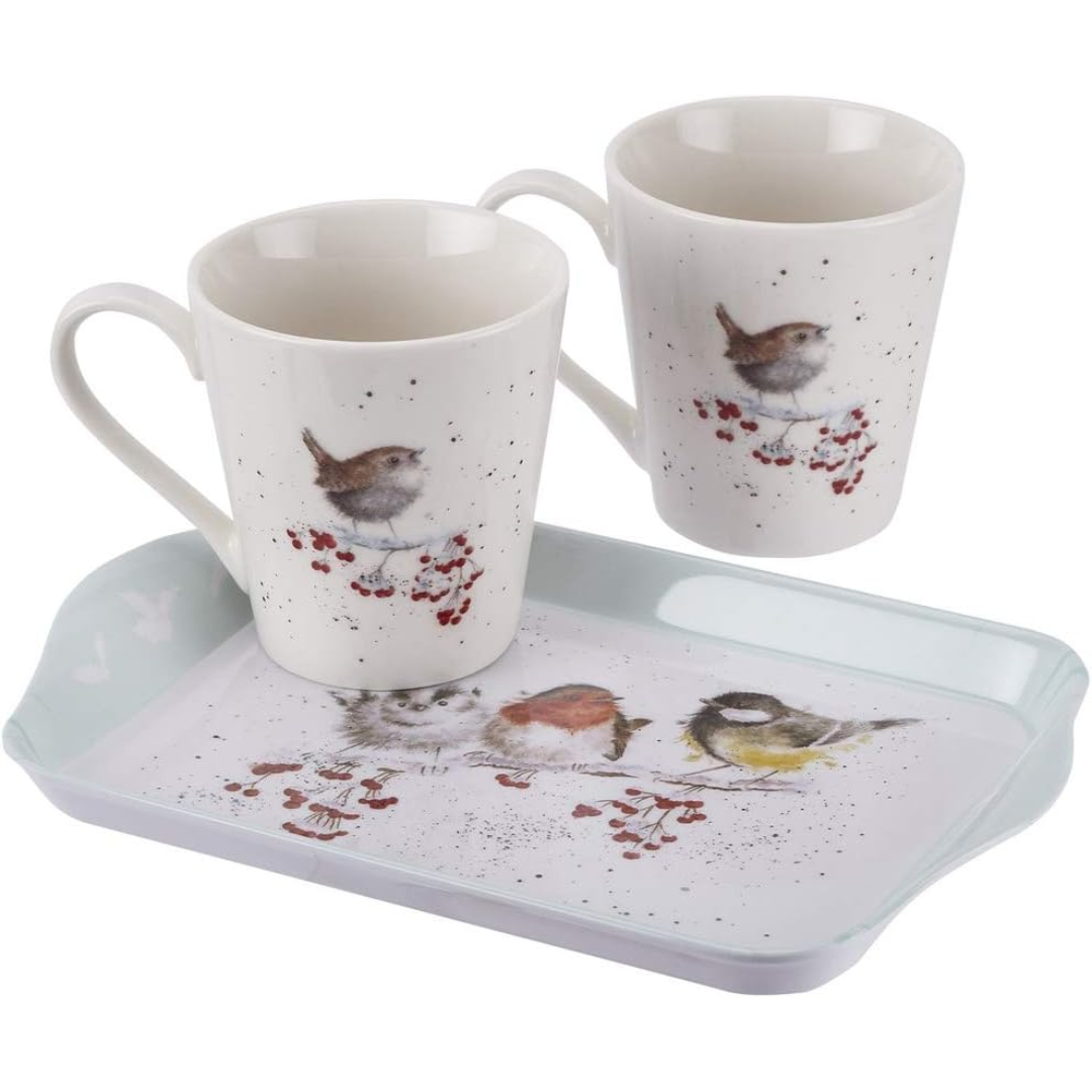 Wrendale Christmas Birds Mug & Tray Set