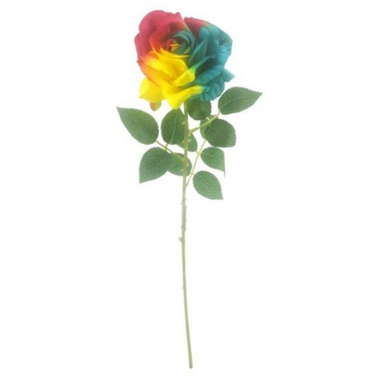 Rainbow Artificial Single Rose Large