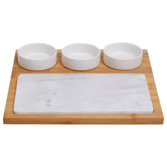 Monzaro 5 Piece White Marble And Ceramic Serving Board