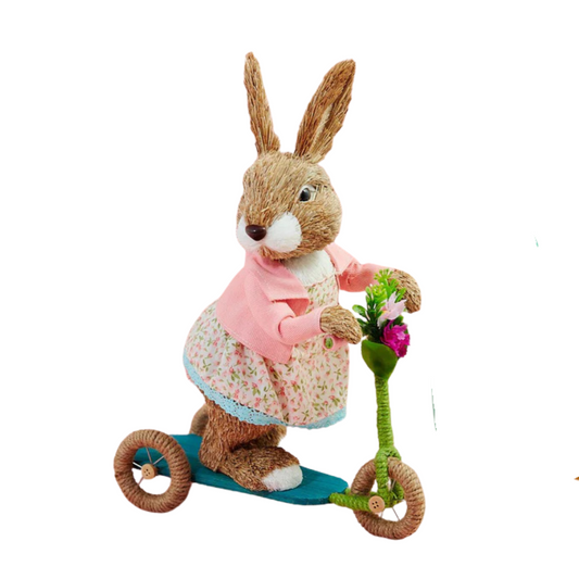 Rabbit On Scooter with Flowers