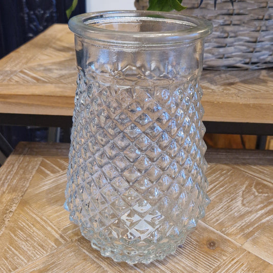 Diamond Cut Glass Vase Small