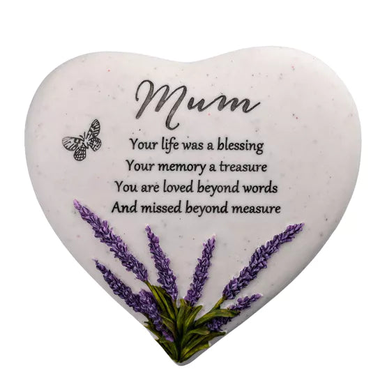 Thoughts of you Stone Lavender Mum Heart Plaque
