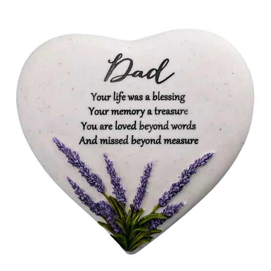 Thoughts of You Heart Stone Lavender Dad Heart Plaque