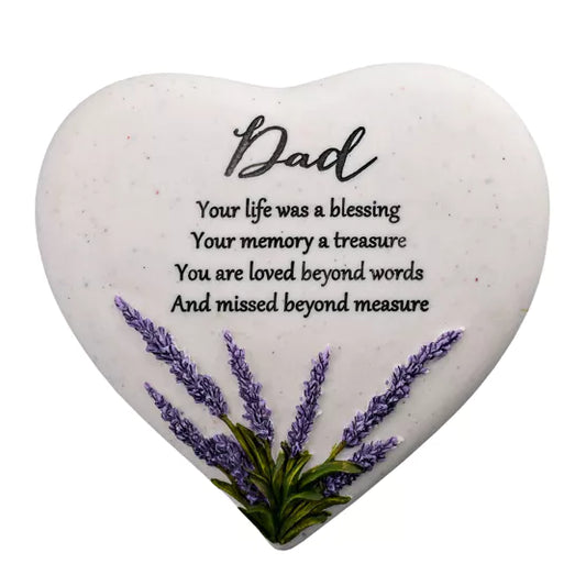 Thoughts of You Heart Stone Lavender Dad Heart Plaque