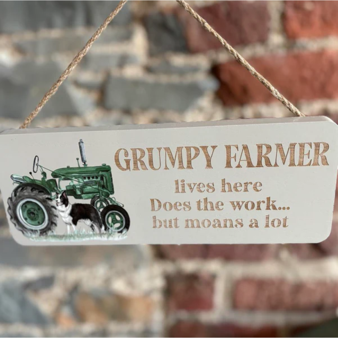 Grumpy Farmer Wooden Hanging Plaque