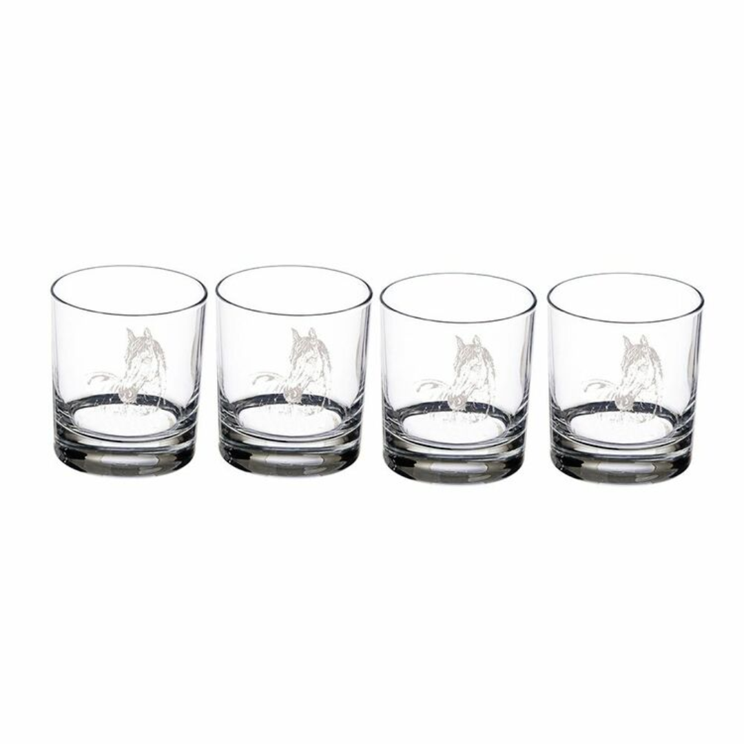 Just Slate Engraved Horse Glass Tumbler Gift Set