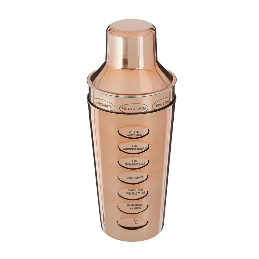 Premier Housewares 500ml Recipe Cocktail Shaker - Rose Gold