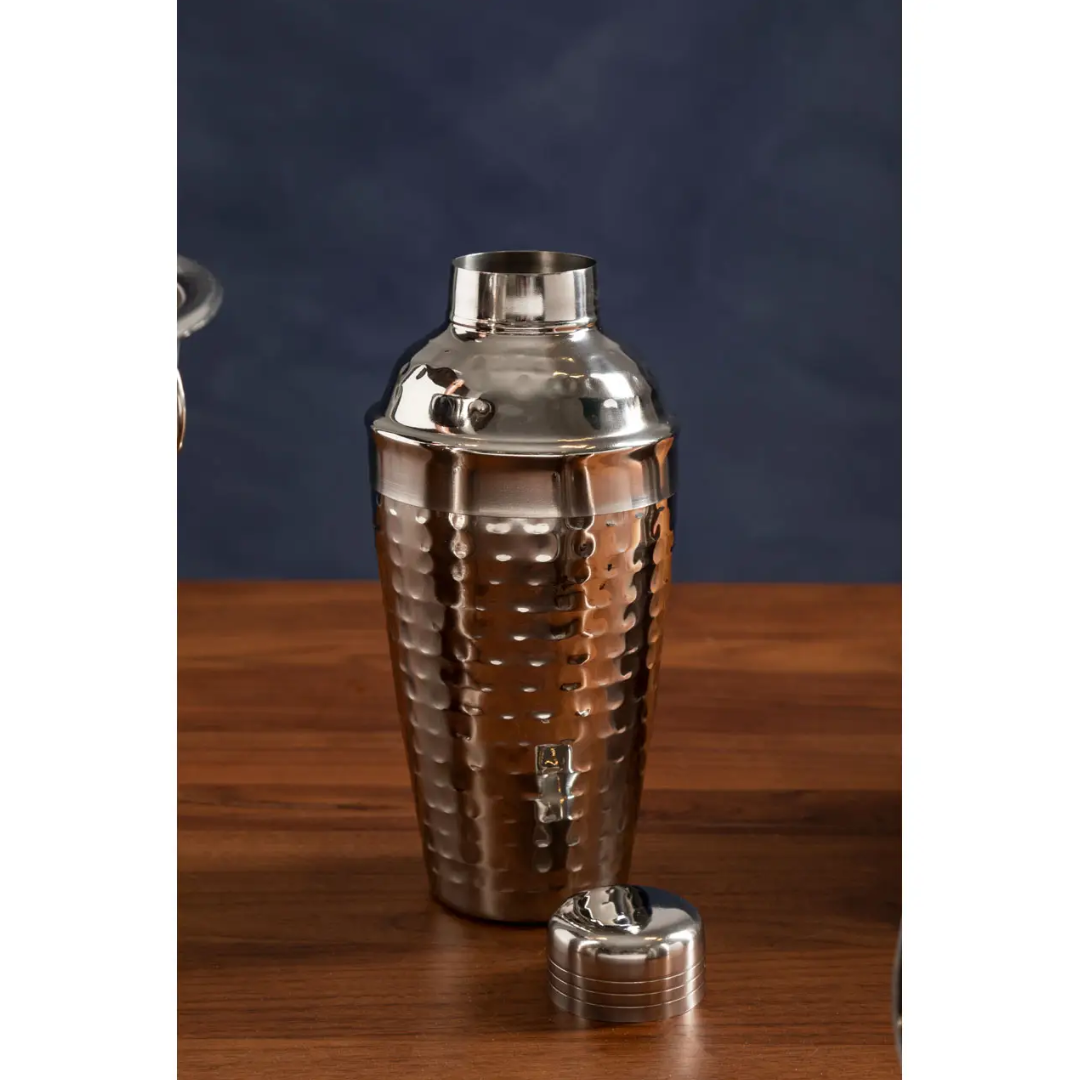 Premier Housewares 500ml Recipe Cocktail Shaker - Hammered Stainless Steel