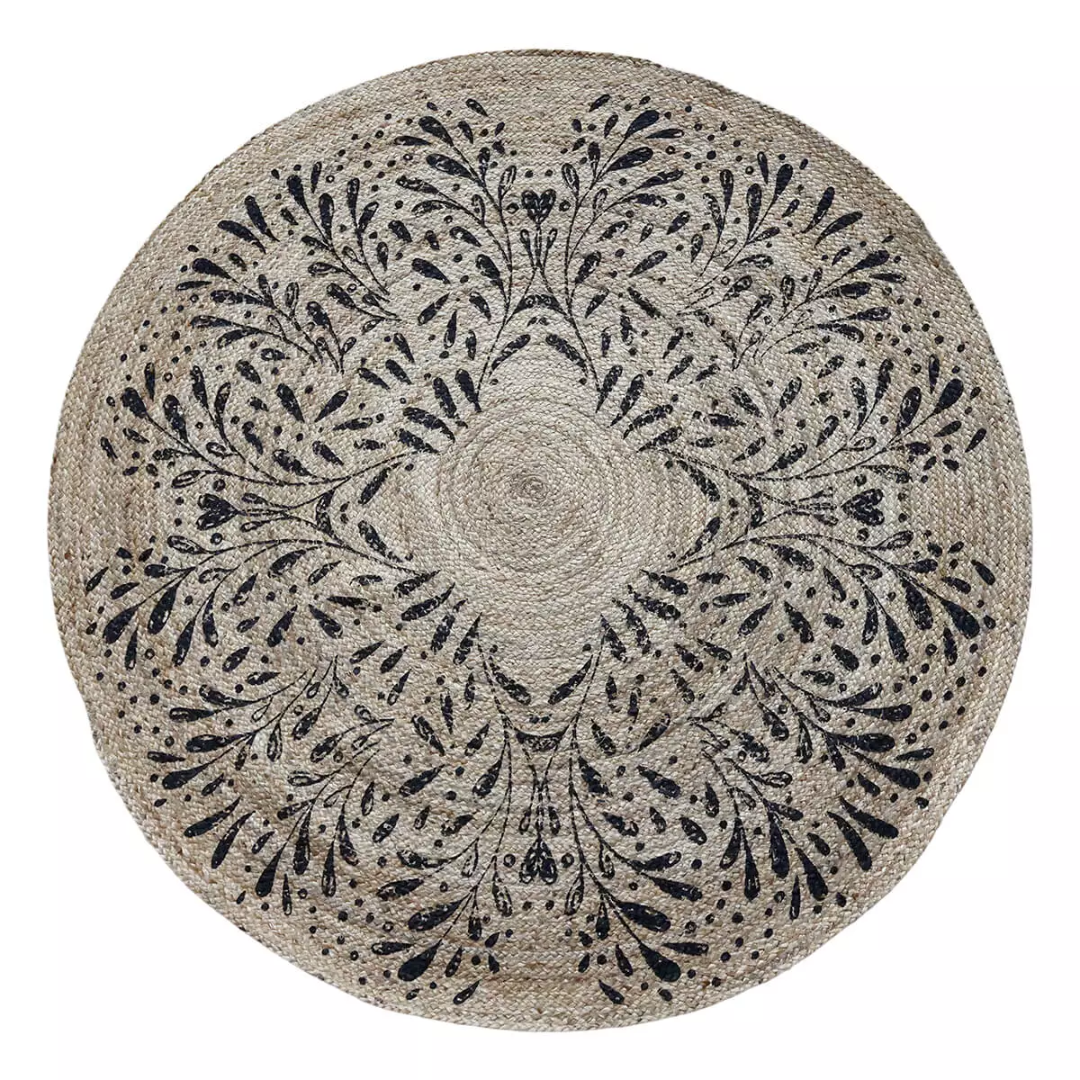 Chic Antique Round Rug in Jute w Pattern