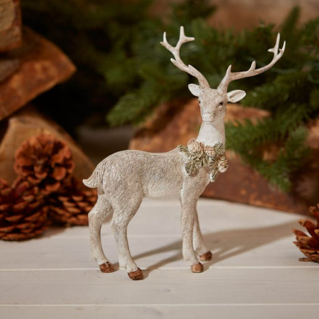 Christmas Stag Ornament with Pinecone Necklace