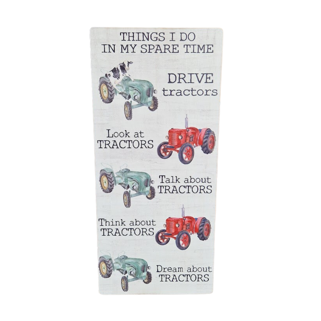 Tractor Long Plaque Wooden