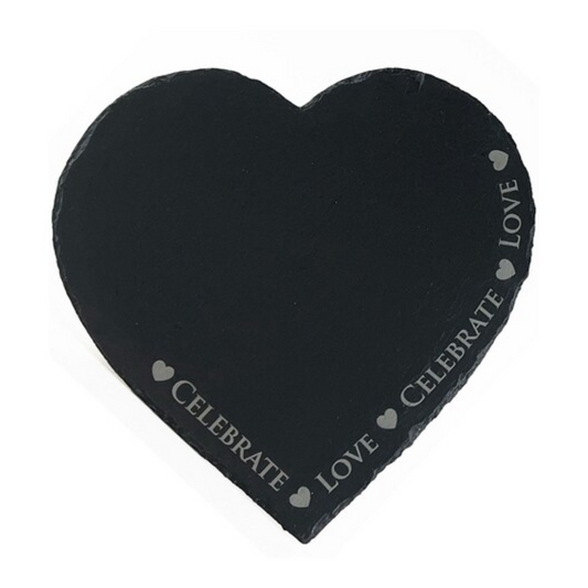 Love & Celebrate Heart Shaped Slate Serving Board