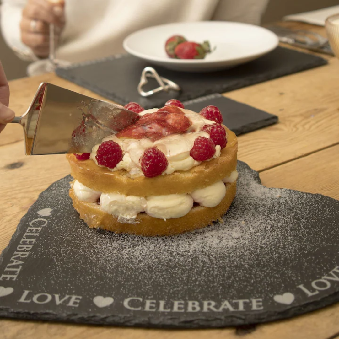 Love & Celebrate Heart Shaped Slate Serving Board