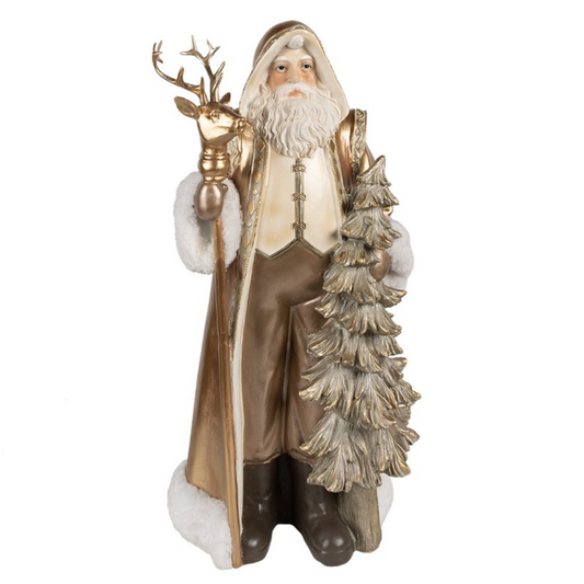 Figurine Santa Claus Gold Polyresin 50cm