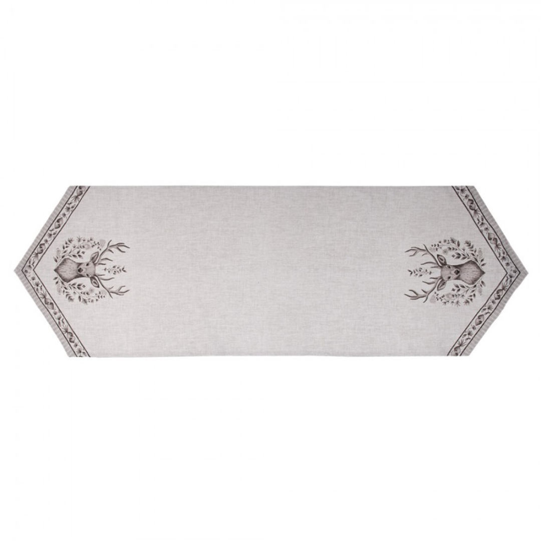 Table Runner 50x160 cm Beige Cotton Deer Tablecloth