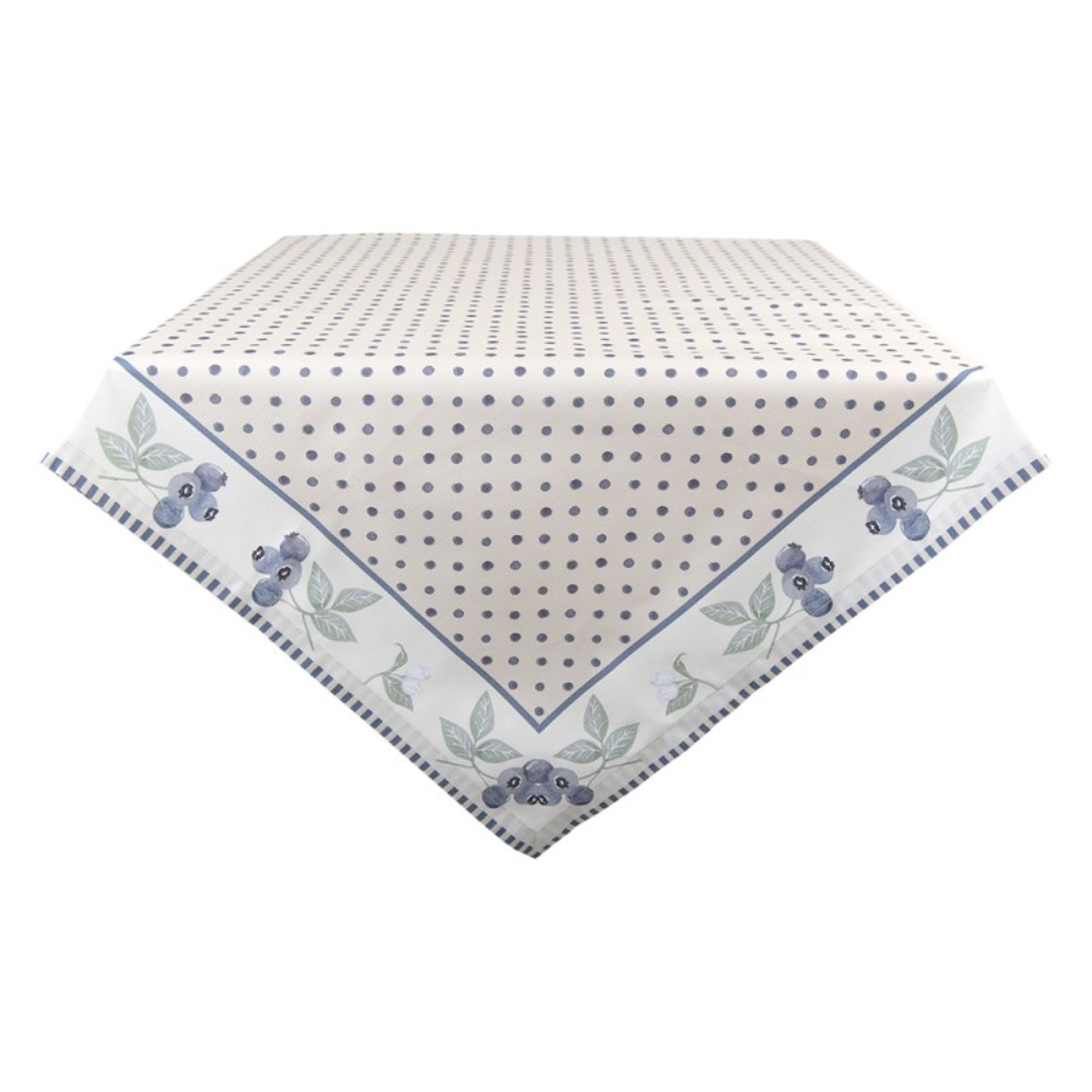 150x250 cm Beige Blue Cotton Blueberries Rectangle Table cloth