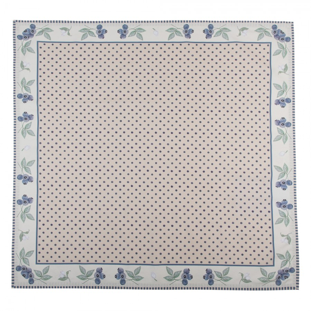 150x250 cm Beige Blue Cotton Blueberries Rectangle Table cloth