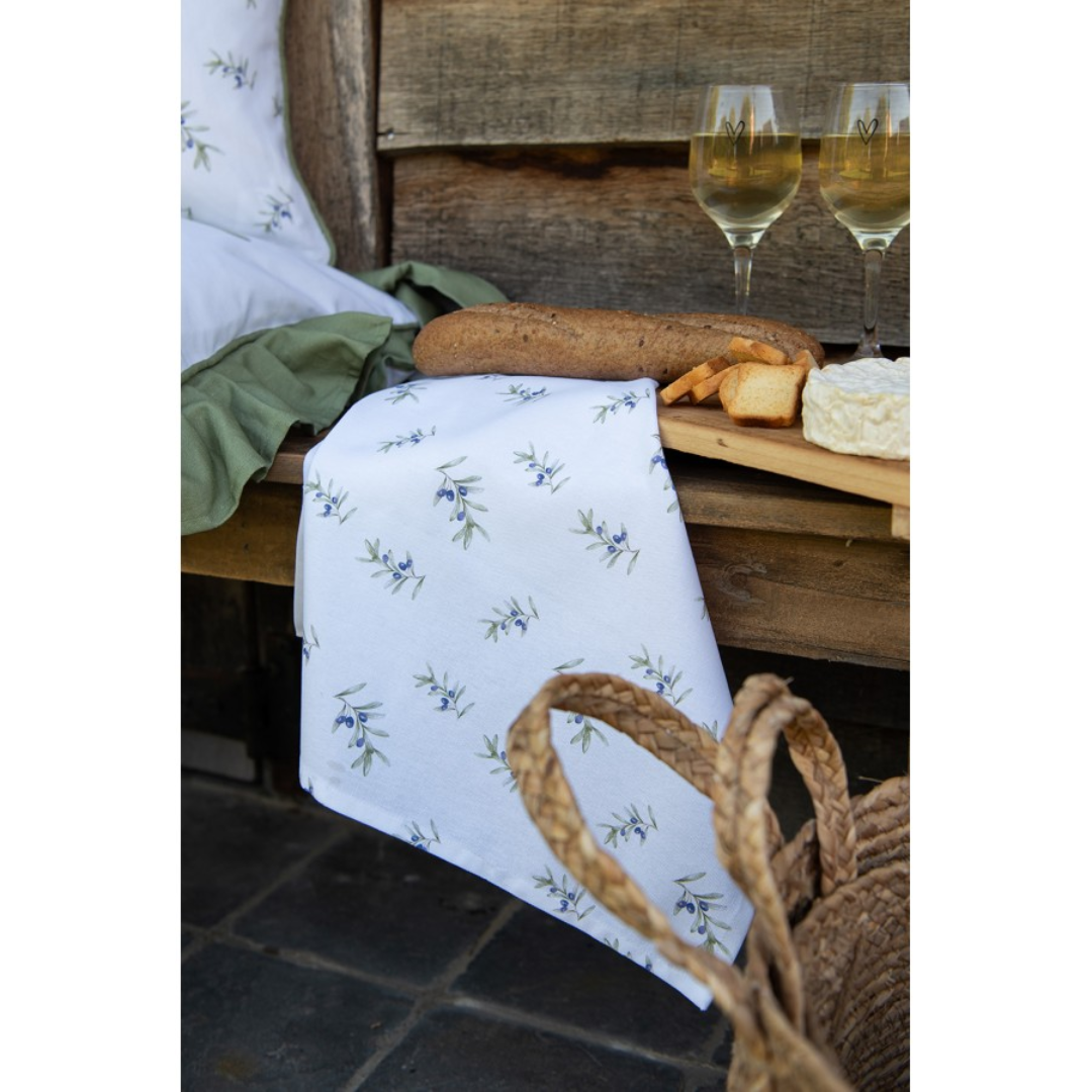 Napkins Cotton Set of 6 40x40 cm White Olives Square