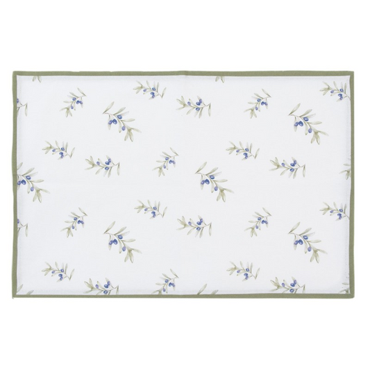 Placemats Set of 6 48x33 cm White Cotton Olives