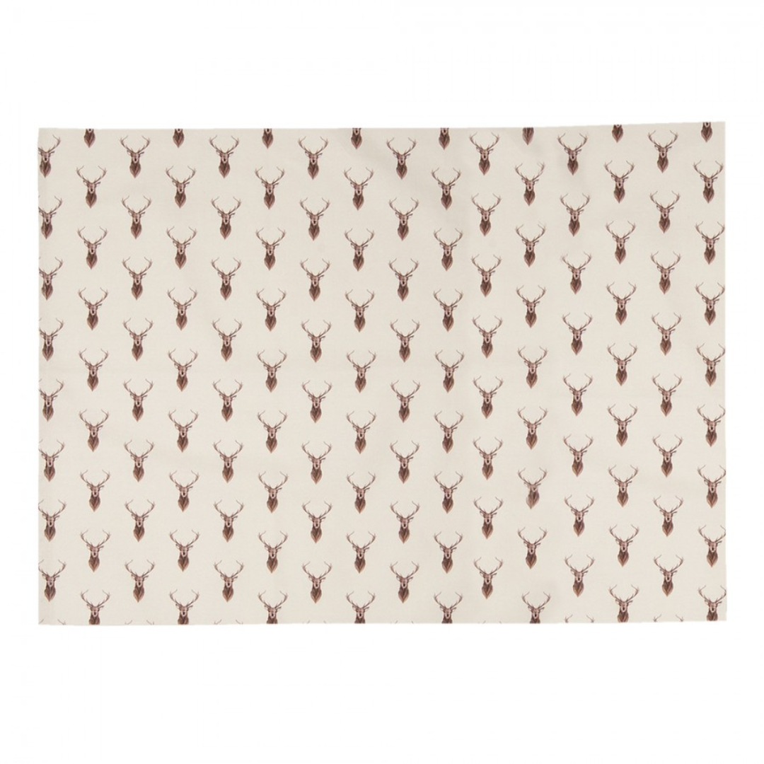 Placemats Set of 6 48x33 cm Beige Red Cotton Deer Rectangle