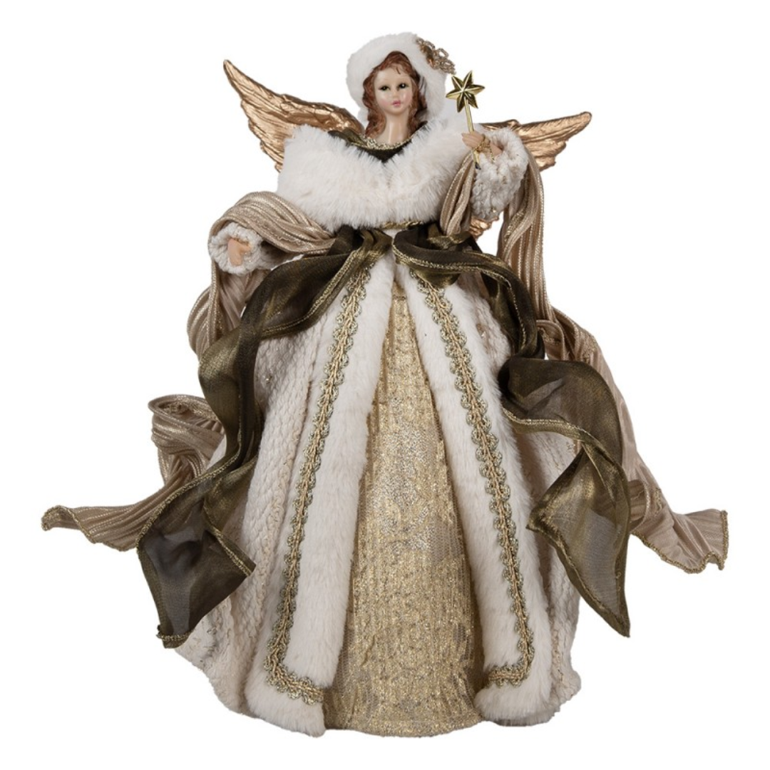 Christmas Decoration Angel 28 cm Beige Gold