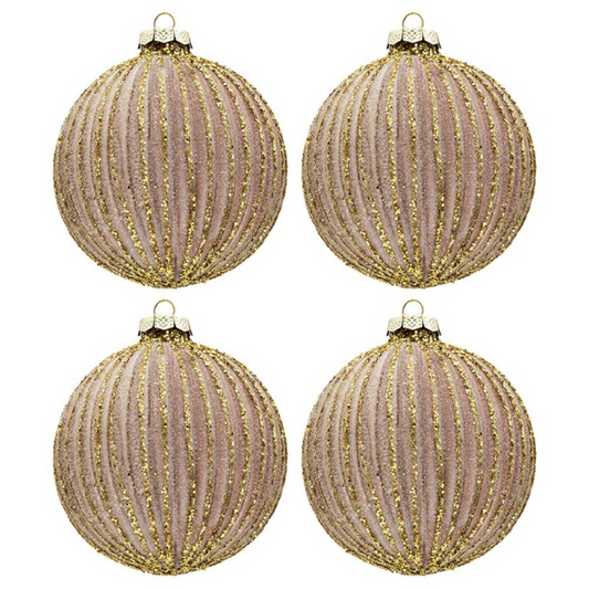 Christmas Bauble Set of 4 Ø 10 cm Gold colored Glass