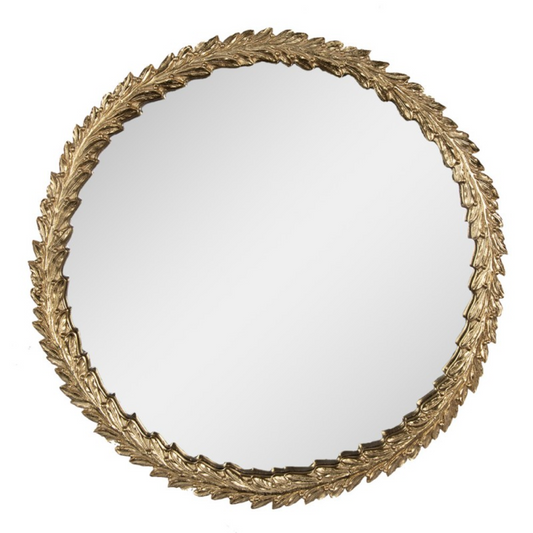 Gold Glass Round Wall Mirror