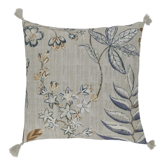 Aix Pillowcase W/ Tassels & Flower Pattern