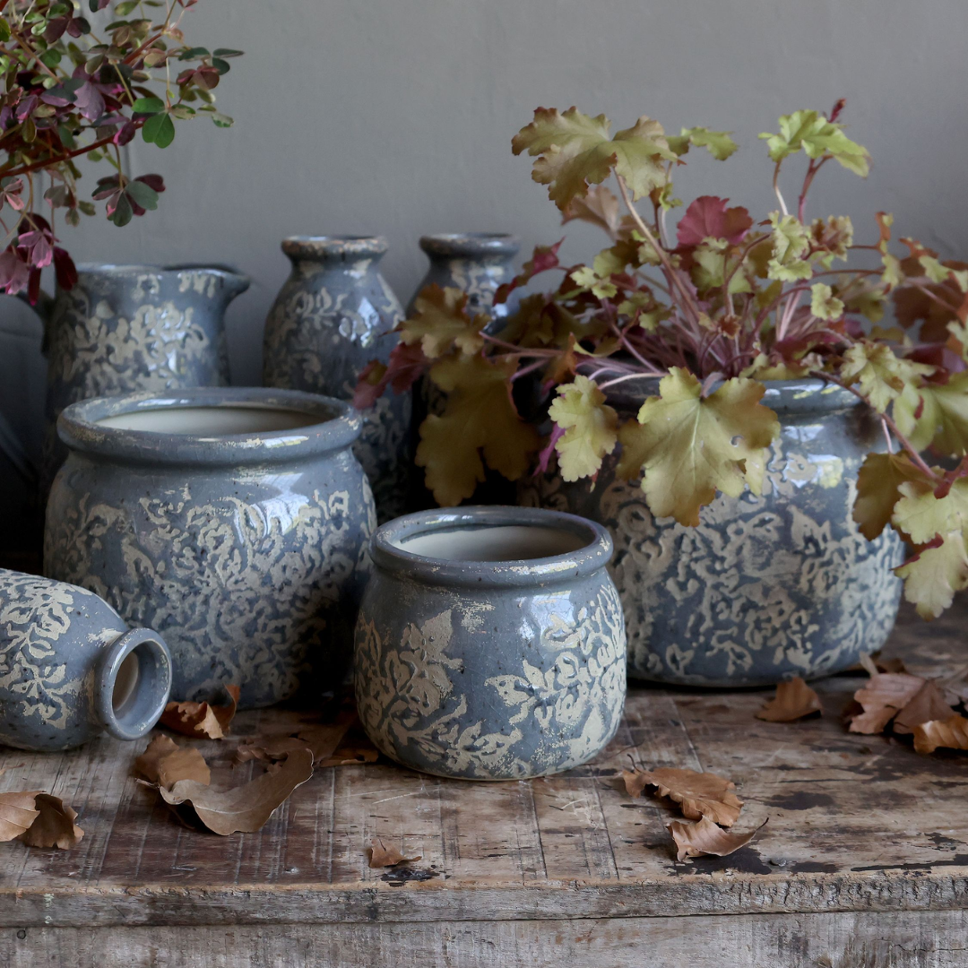 Antibes Planter W/ Flower Pattern