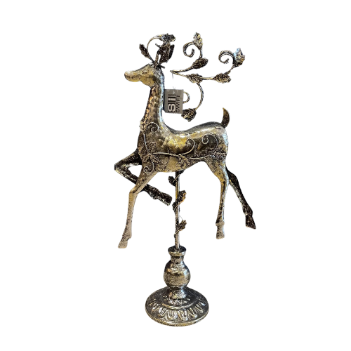 Elevated Large Silver Reindeer Ornament