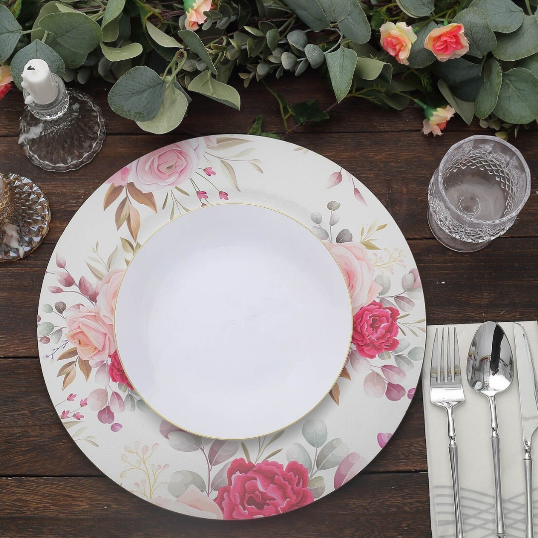 Rose Floral Print Charger Plates