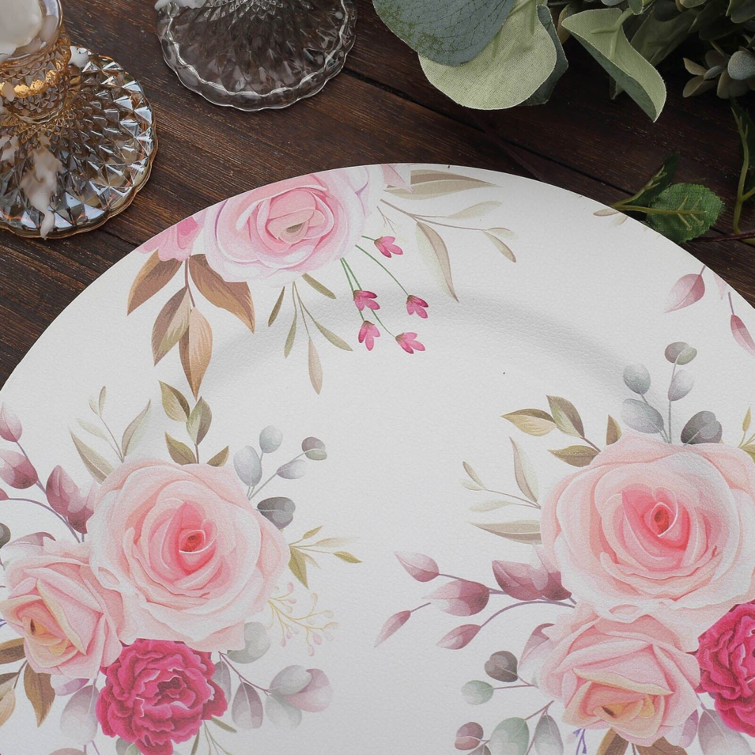 Rose Floral Print Charger Plates