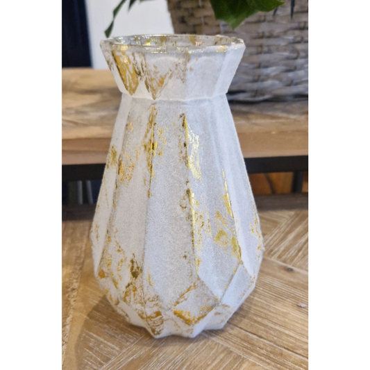 Bud Vase White with Gold Trim