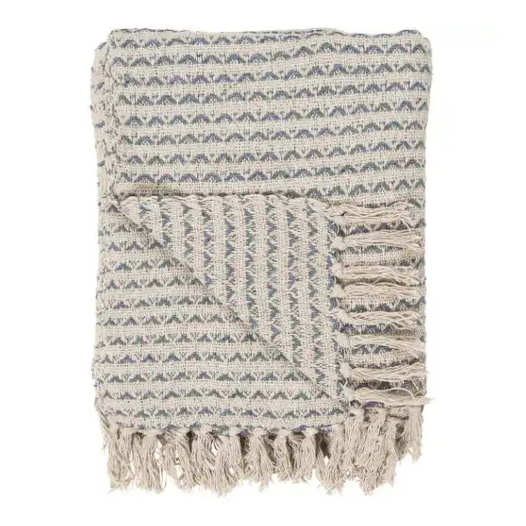 IB Laursen Throw Cream & Blue Stripes