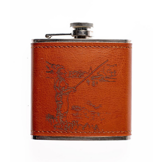 Leather Hip Flask - Fishing