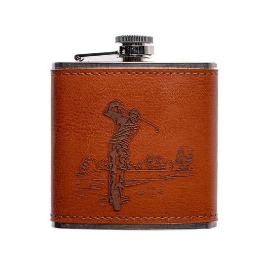 Leather Hip Flask - Golf