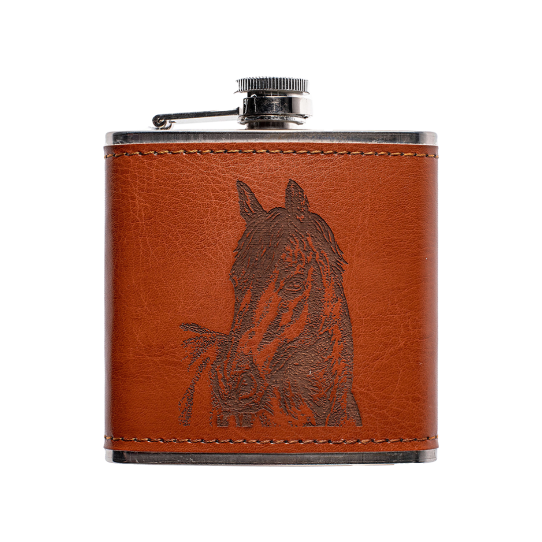 Leather Hip Flask - Horse Portrait