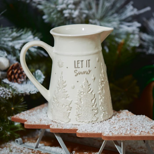 Christmas Jug W/ Textured Trees