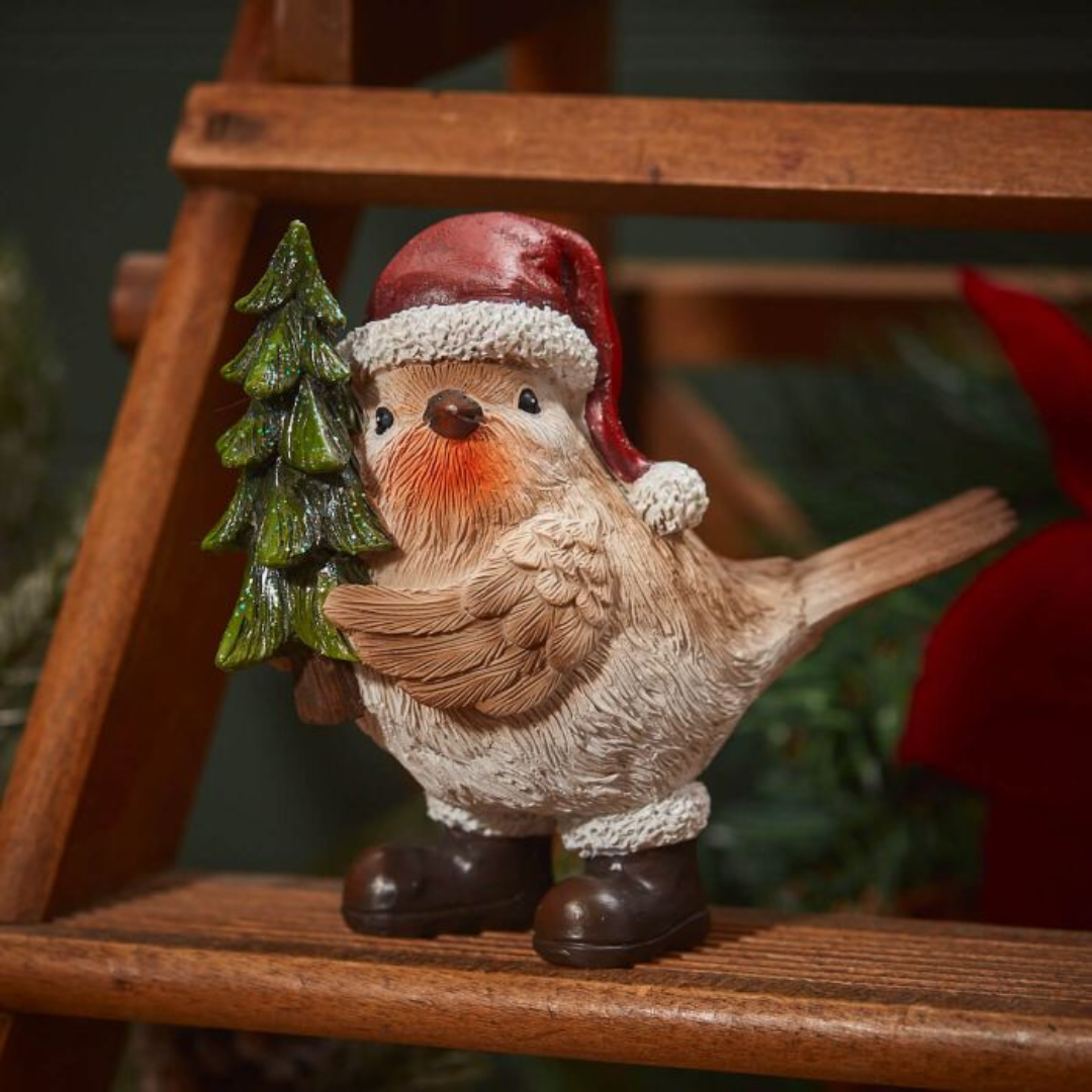 Christmas Robin Holding Tree Ornament