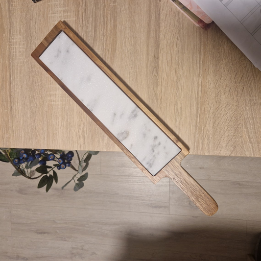 Marble Wooden Long Serving Tray